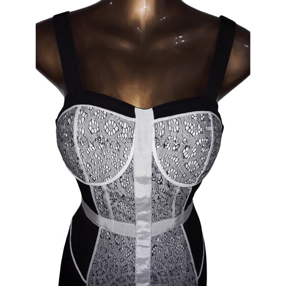 NWT Sz 2 Rebecca Minkoff CLARISSA Lacy Colorblock Corset Dress - Picture 3 of 10